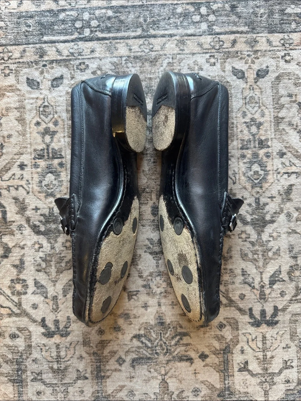 Salvatore Ferragamo Leather Bit Moccasins Men's Size 8.5 Black Quiet Luxury